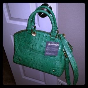 NWT Brahmin Green Ostrich Leather Bag/Crossbody